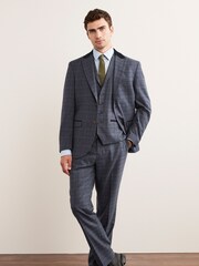 Mid Blue Trimmed Check Suit: Trousers - Image 3 of 9