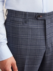 Mid Blue Trimmed Check Suit: Trousers - Image 5 of 9