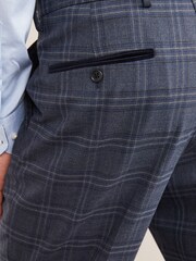 Mid Blue Trimmed Check Suit: Trousers - Image 6 of 9