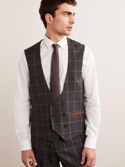 Grey/Brown Check Suit: Waistcoat - Image 1 of 11