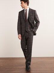 Grey/Brown Check Suit: Waistcoat - Image 3 of 11