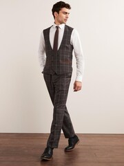 Grey/Brown Check Suit: Waistcoat - Image 4 of 11