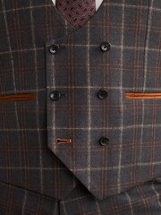 Grey/Brown Check Suit: Waistcoat - Image 5 of 11