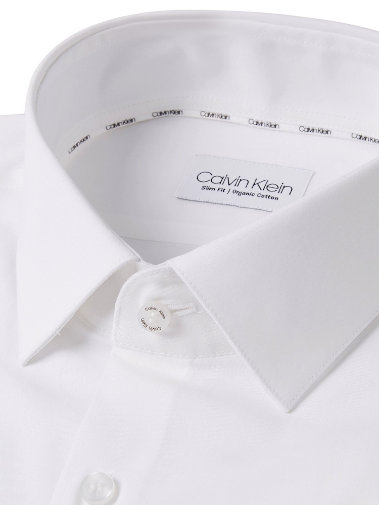 Calvin Klein White Slim Fit Poplin Stretch Shirt - Image 5 of 5