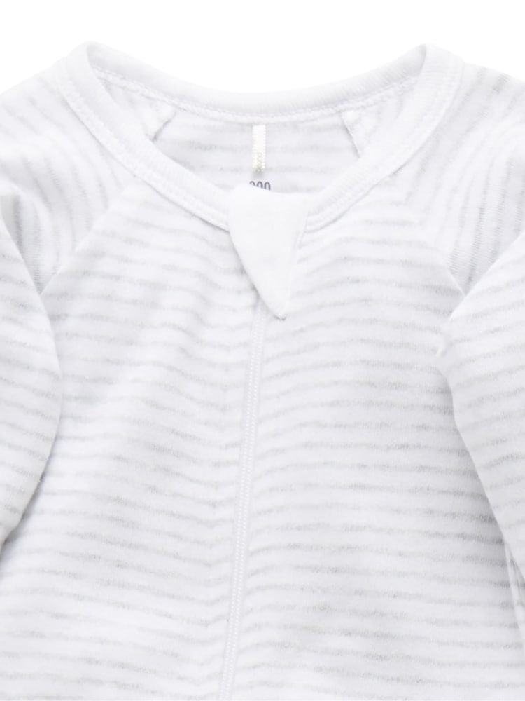 Purebaby Grey 100% Cotton Zip Baby Sleepsuits 2 Pack - Image 2 of 7