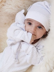 Purebaby Grey 100% Cotton Zip Baby Sleepsuits 2 Pack - Image 6 of 7