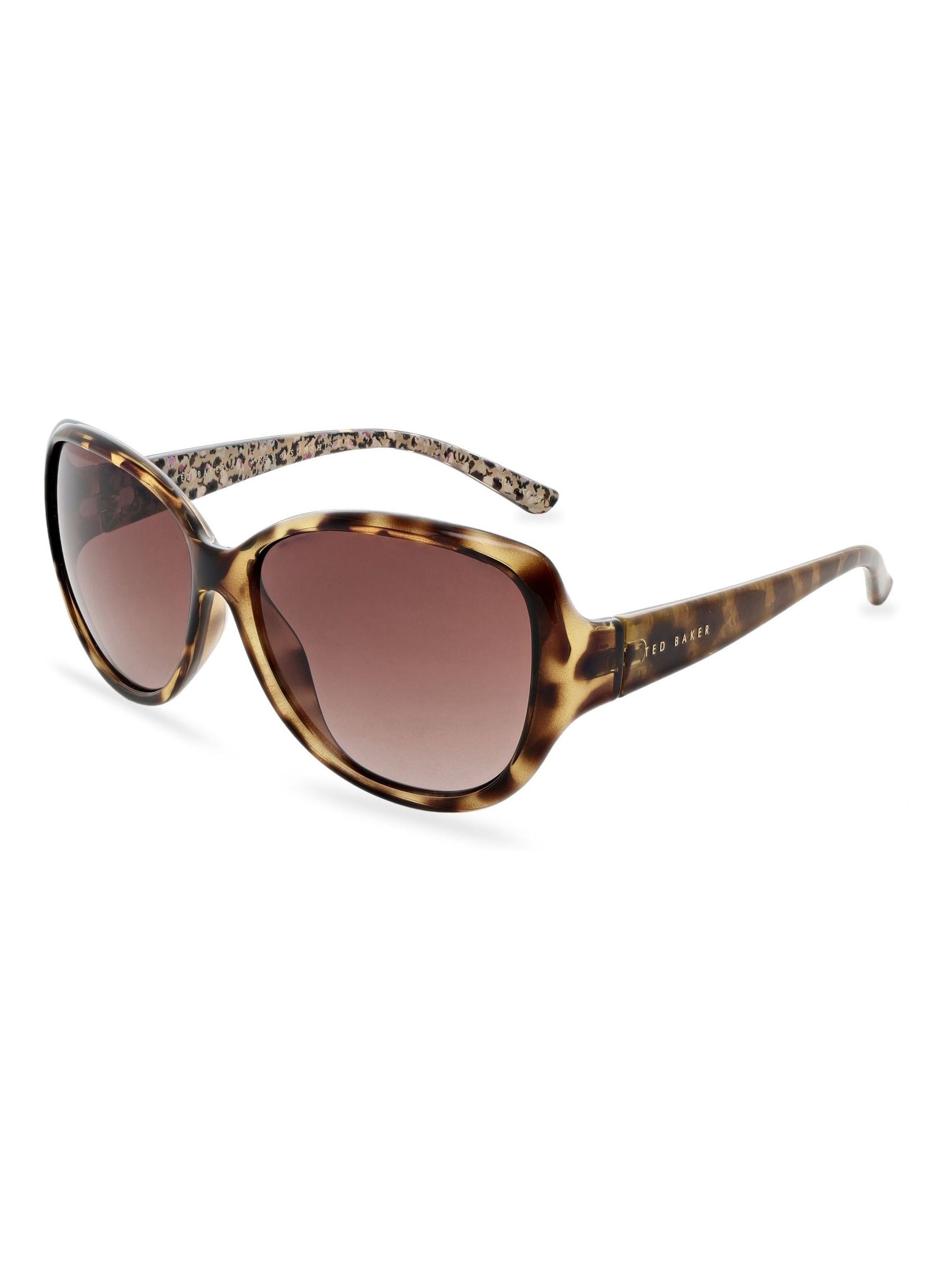 Ted Baker Dark Brown Sunglasses with floral detail sides. Womens Ted Baker Sandi Sunglasses In Classic Tortoiseshell  main image 4