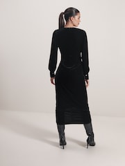 Black Velvet Midi Dress - Image 3 of 6