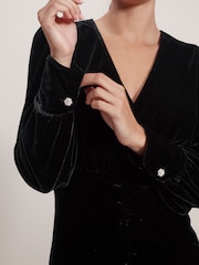 Black Velvet Midi Dress - Image 4 of 6
