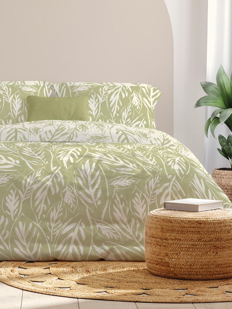 Copenhagen Home Bamboo Green Laura Duvet Cover & Pillowcase Set - Image 2 of 2