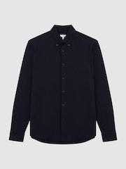 Reiss Navy Greenwich Soft Wash Button Down Oxford Shirt - Image 2 of 8