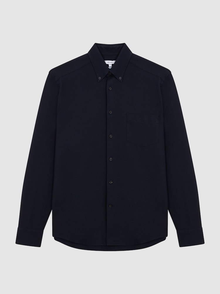Reiss Navy Greenwich Soft Wash Button Down Oxford Shirt - Image 2 of 8
