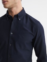 Reiss Navy Greenwich Soft Wash Button Down Oxford Shirt - Image 4 of 8