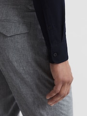 Reiss Navy Greenwich Soft Wash Button Down Oxford Shirt - Image 8 of 8