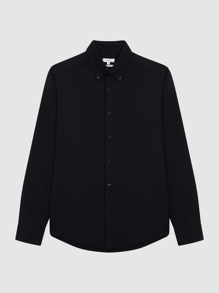 Reiss Black Greenwich Slim Fit Cotton Oxford Shirt - Image 2 of 8