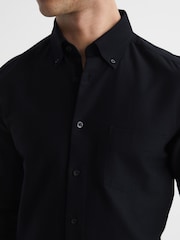 Reiss Black Greenwich Slim Fit Cotton Oxford Shirt - Image 4 of 8