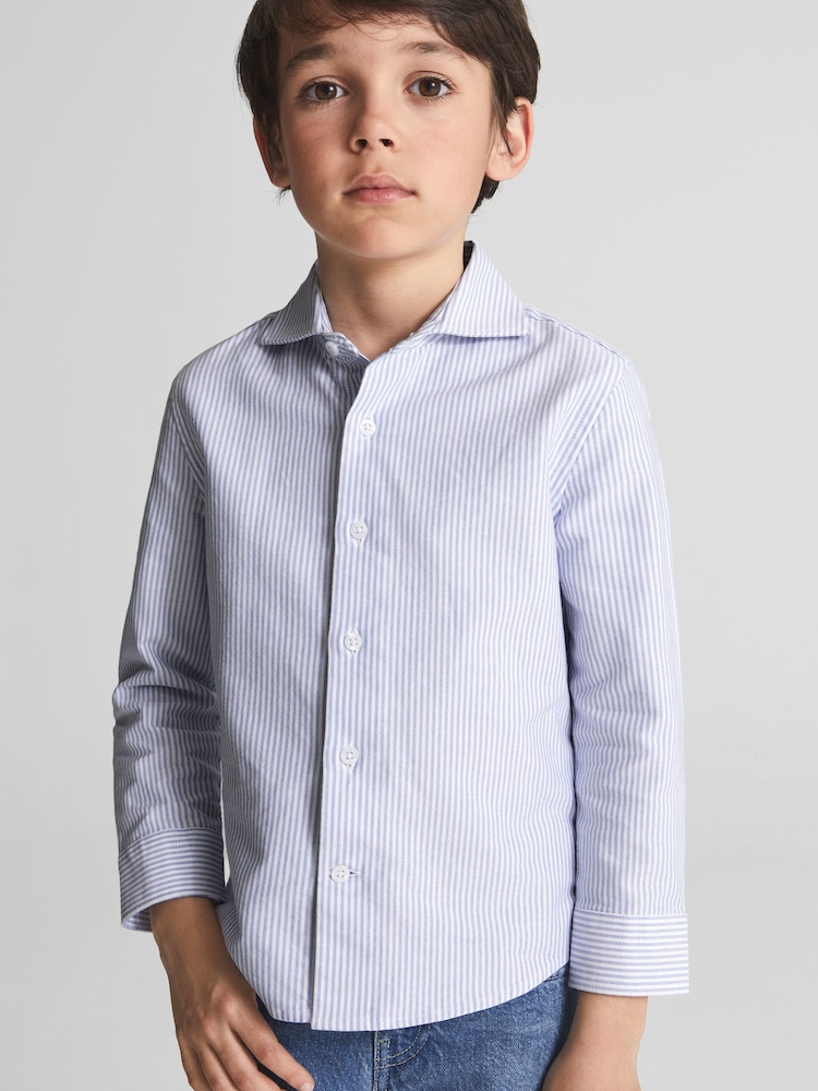 Reiss Blue Stripe Blackheath 9-12 yrs Striped Oxford Shirt - Image 1 of 10