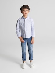 Reiss Blue Stripe Blackheath 9-12 yrs Striped Oxford Shirt - Image 3 of 10