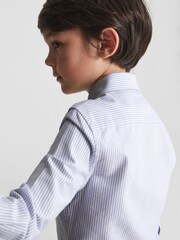 Reiss Blue Stripe Blackheath 9-12 yrs Striped Oxford Shirt - Image 4 of 10
