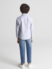 Reiss Blue Stripe Blackheath 9-12 yrs Striped Oxford Shirt - Image 5 of 10