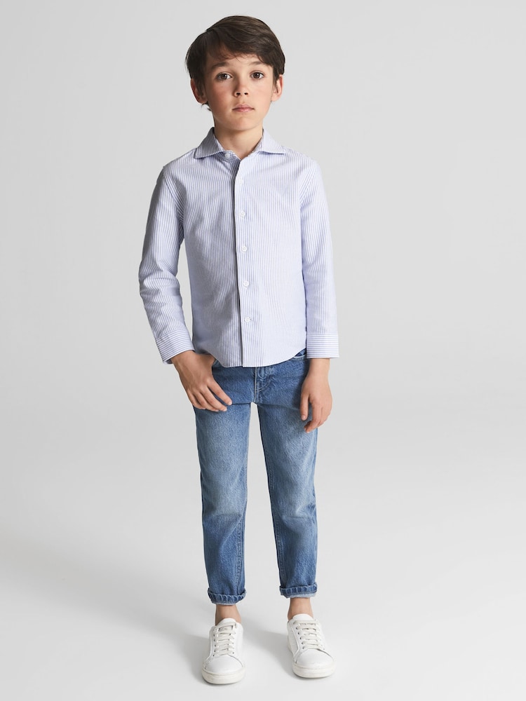 Reiss Blue Stripe Blackheath 4-9 yrs Striped Oxford Shirt - Image 1 of 10