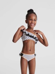 Reiss Blue Frankie Junior Ruffle Shoulder Print Bikini - Image 1 of 6
