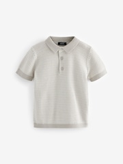 Grey 100% Cotton Short Sleeved Multi Tone Polo Shirt (3mths-7yrs) - Image 1 of 3