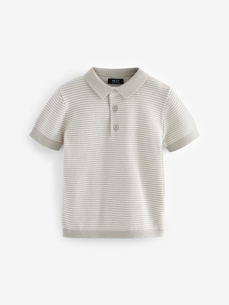 Grey 100% Cotton Short Sleeved Multi Tone Polo Shirt (3mths-7yrs) - Image 1 of 3