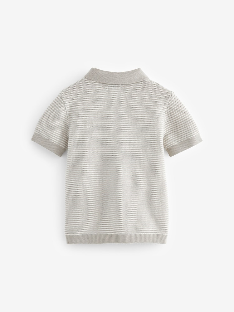 Grey 100% Cotton Short Sleeved Multi Tone Polo Shirt (3mths-7yrs) - Image 2 of 3