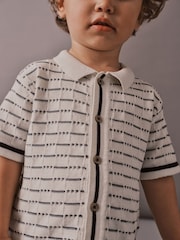 White/Black 100% Cotton Knit Shirt And Shorts Set (3mths-10yrs) - Image 6 of 9
