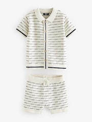 White/Black 100% Cotton Knit Shirt And Shorts Set (3mths-10yrs) - Image 7 of 9