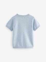 Blau - 100% Baumwolle Strukturiertes Strick-T-Shirt (3Monate bis7Jahre) - Bild 2 von 3