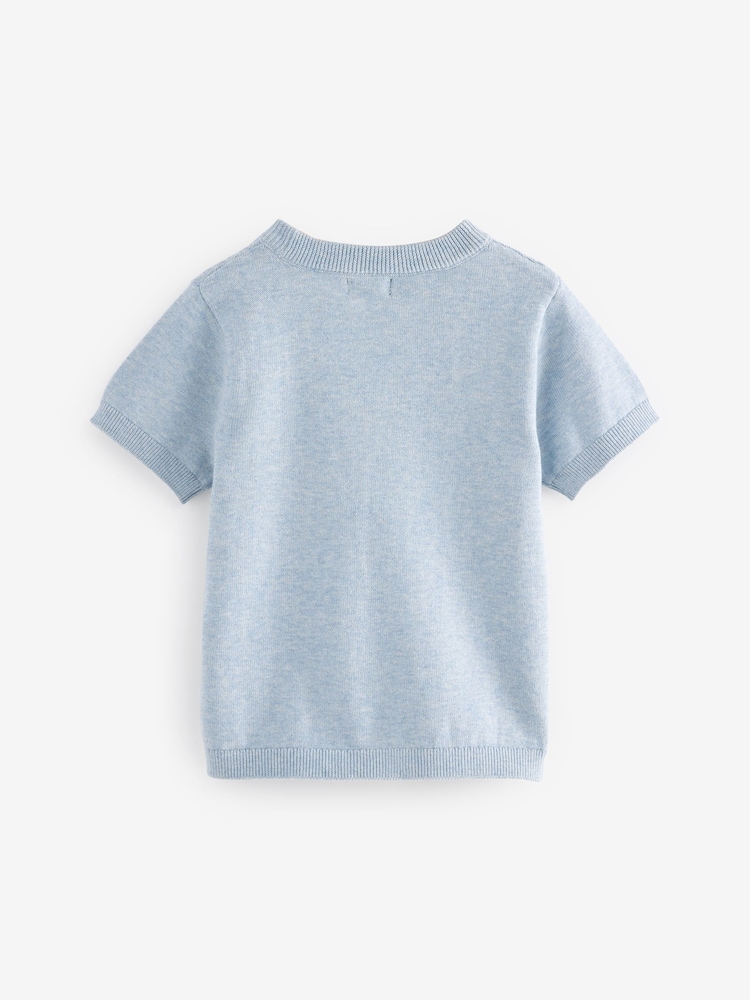Blau - 100% Baumwolle Strukturiertes Strick-T-Shirt (3Monate bis7Jahre) - Bild 2 von 3