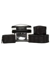 Victoria's Secret Black Leather 4 Piece Makeup Bag - Image 1 of 3
