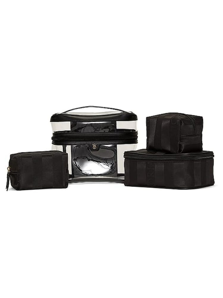 Victoria's Secret Black Leather 4 Piece Makeup Bag - Image 1 of 3 Victoria's Secret Black Leather 4 Piece Makeup Bag - Image 1 of 3