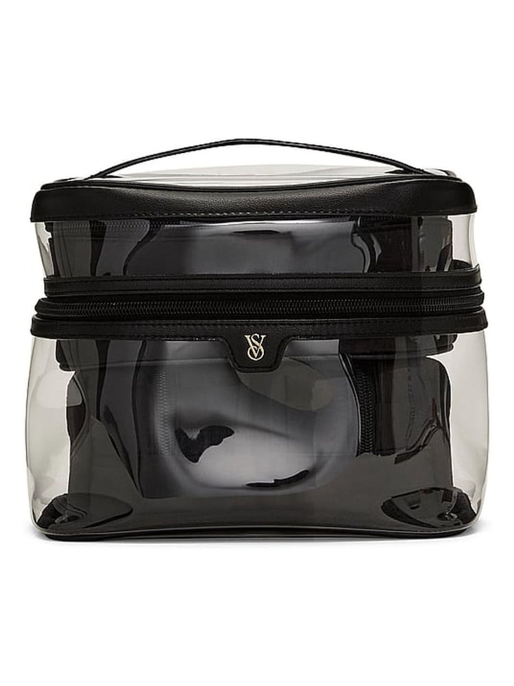 Victoria's Secret Black Leather 4 Piece Makeup Bag - Image 2 of 3 Victoria's Secret Black Leather 4 Piece Makeup Bag - Image 2 of 3