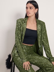 Green Single Breasted Sequin Blazer - Image 1 of 7