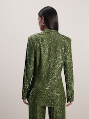 Green Single Breasted Sequin Blazer - Image 4 of 7