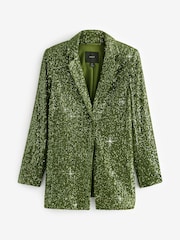 Green Single Breasted Sequin Blazer - Image 6 of 7