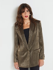 Bronze Metallic Single Breasted Blazer - Image 1 of 6