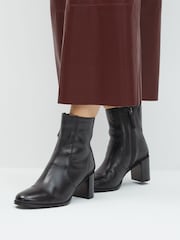 Black Forever Comfort® Leather Ankle Heeled Boots - Image 1 of 8