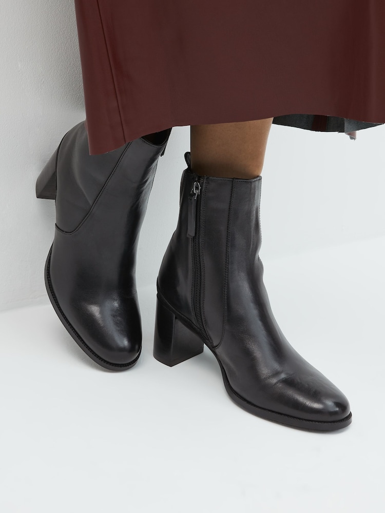 Black Forever Comfort® Leather Ankle Heeled Boots - Image 2 of 8