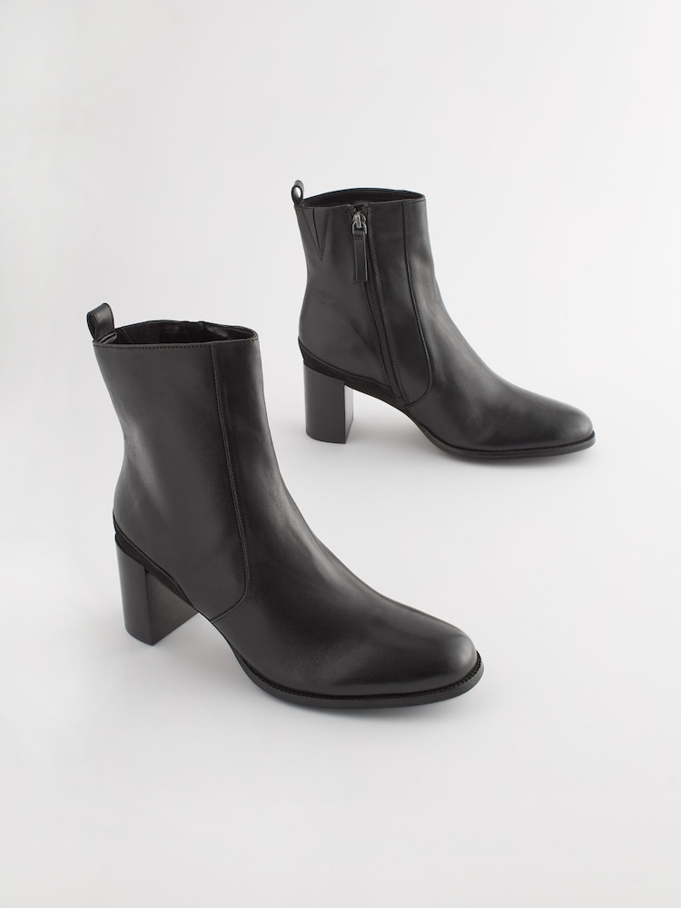 Black Forever Comfort® Leather Ankle Heeled Boots - Image 4 of 8