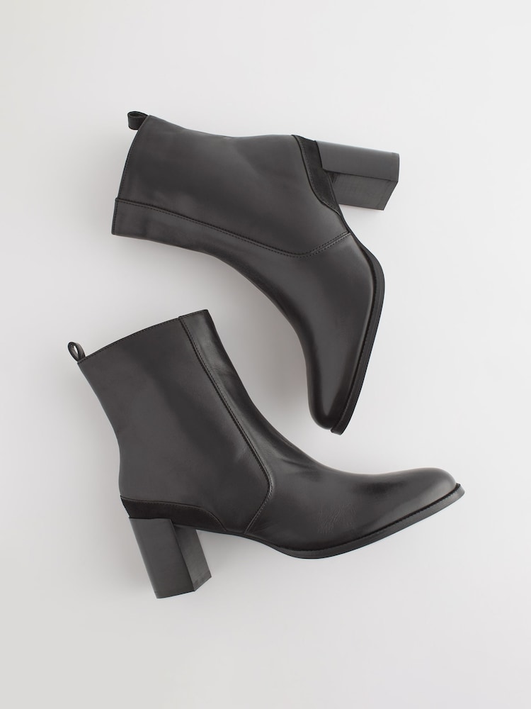 Black Forever Comfort® Leather Ankle Heeled Boots - Image 6 of 8