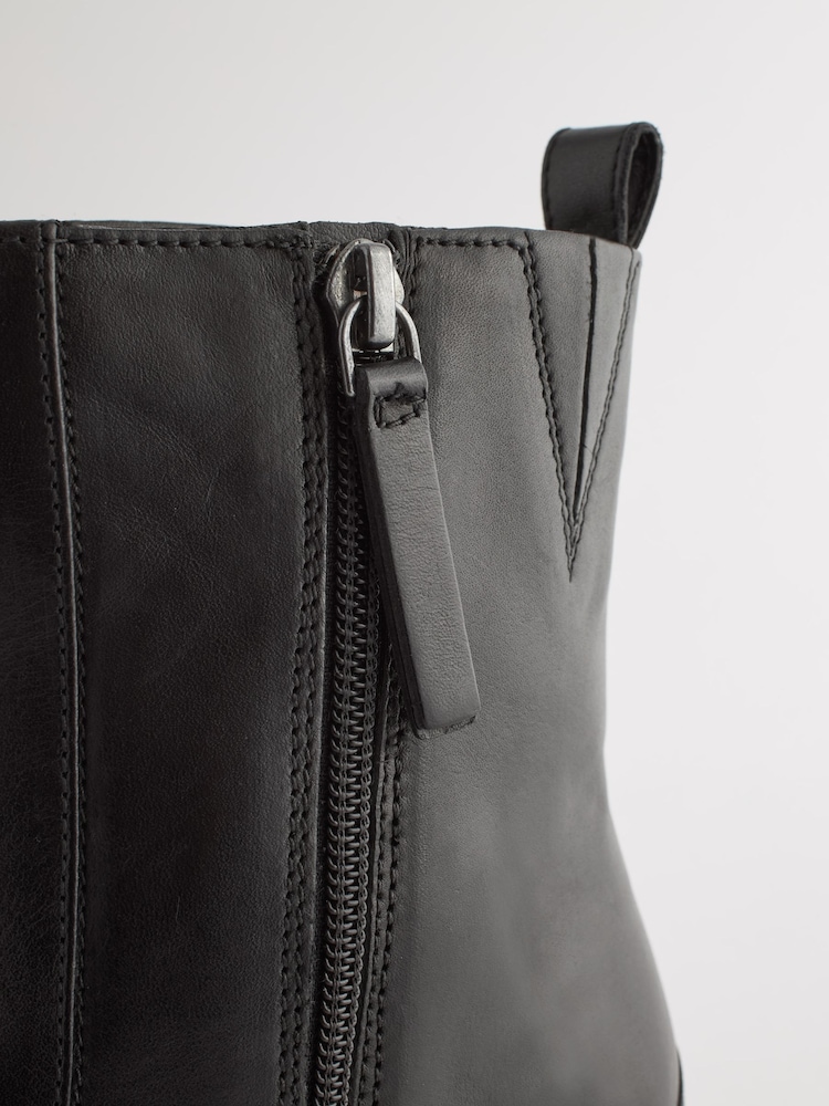 Black Forever Comfort® Leather Ankle Heeled Boots - Image 8 of 8