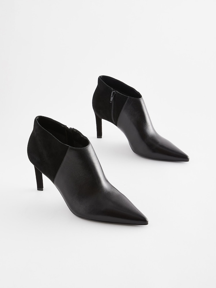 Black Signature Leather Forever Comfort® Point Toe Heeled Shoe Boots - Image 1 of 5