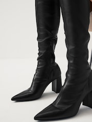 Schwarz - Forever Comfort® Sockenstiefel mit spitzer Zehe über dem Knie - Bild 2 von 8