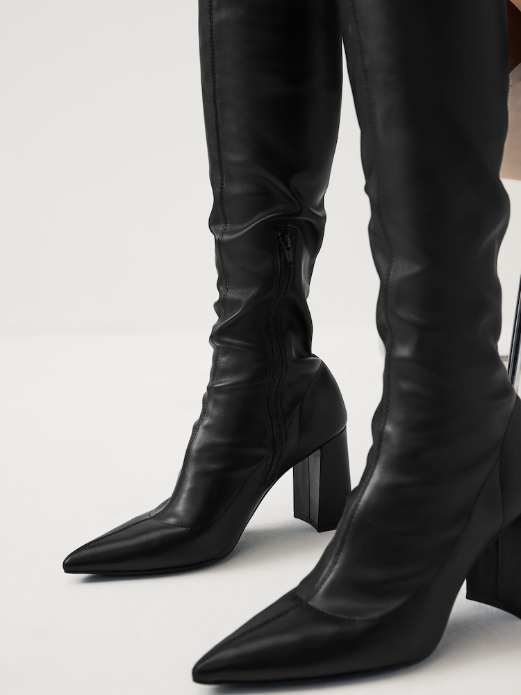 Schwarz - Forever Comfort® Sockenstiefel mit spitzer Zehe über dem Knie - Bild 2 von 8
