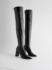 Schwarz - Forever Comfort® Sockenstiefel mit spitzer Zehe über dem Knie - Bild 3 von 8