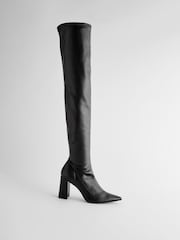 Schwarz - Forever Comfort® Sockenstiefel mit spitzer Zehe über dem Knie - Bild 4 von 8